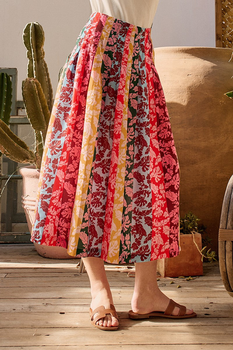 stripe floral skirt - muliti