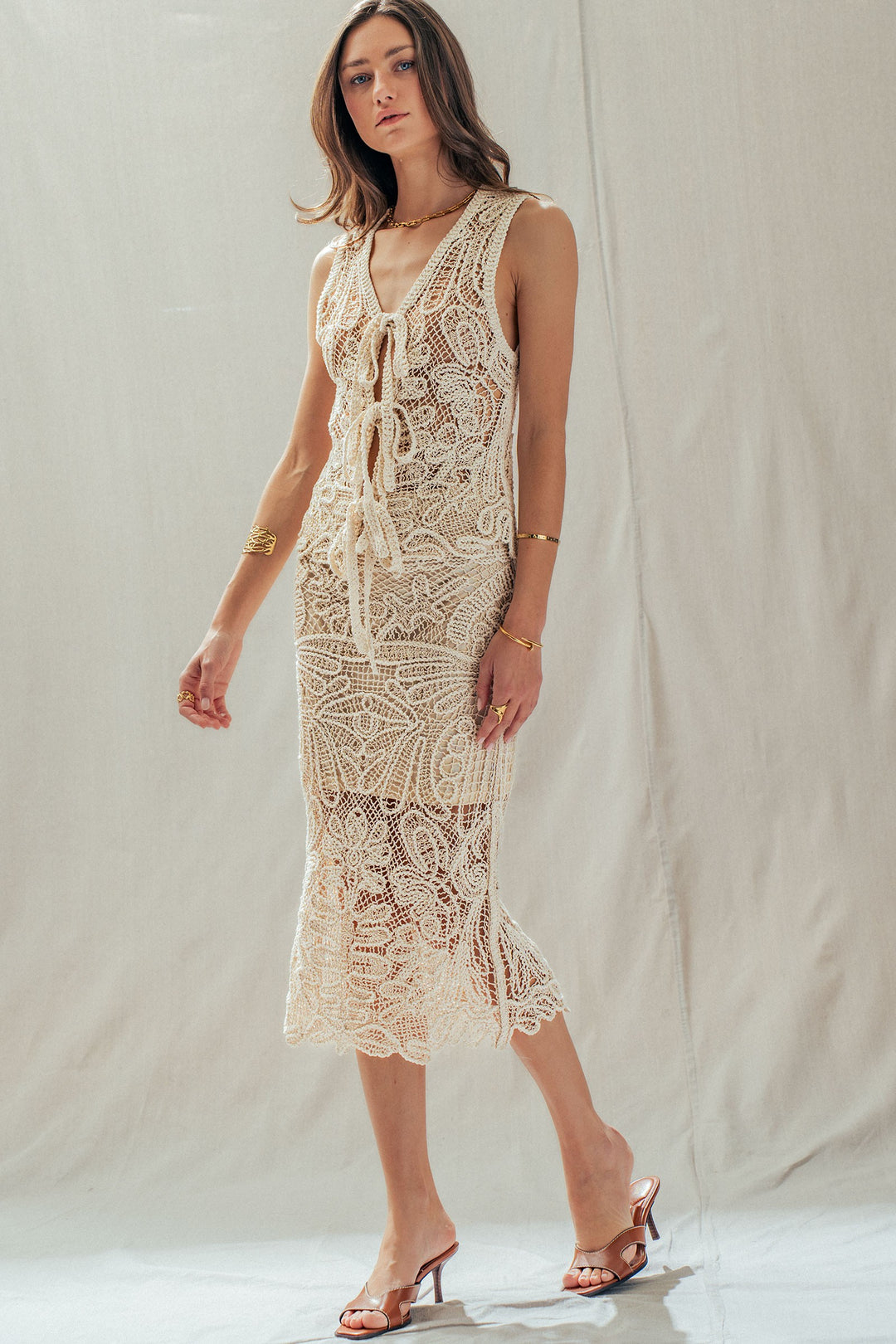 the riviera crochet midi skirt - ivory (additional view)