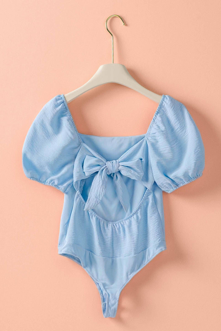 midnight muse open back bodysuit - lt blue