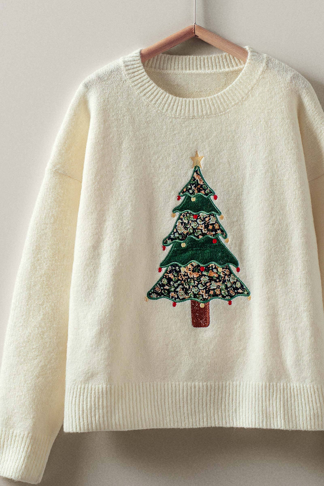holiday christmas cheer tree sweater - ivory