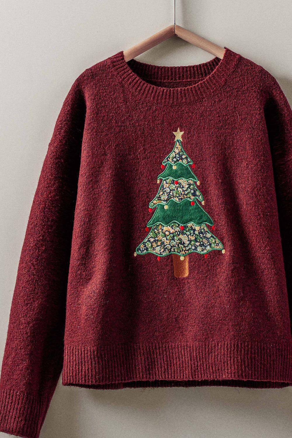 christmas cheer tree sweater - burgundy (additional view)