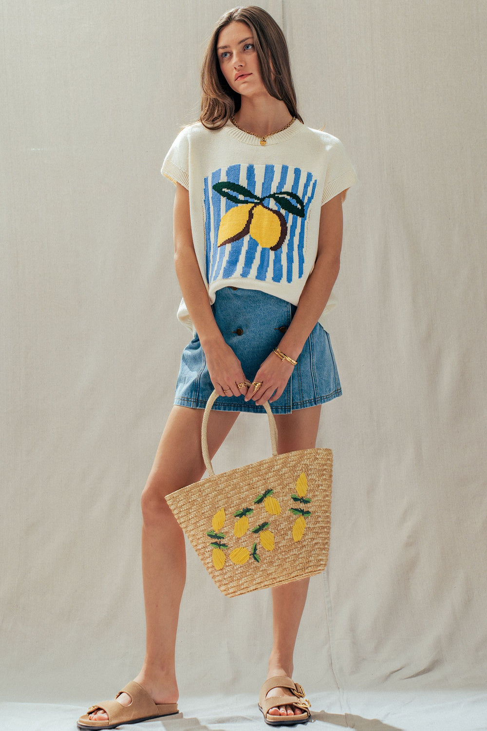 seaside citrus sweater vest - ivory (additional view)