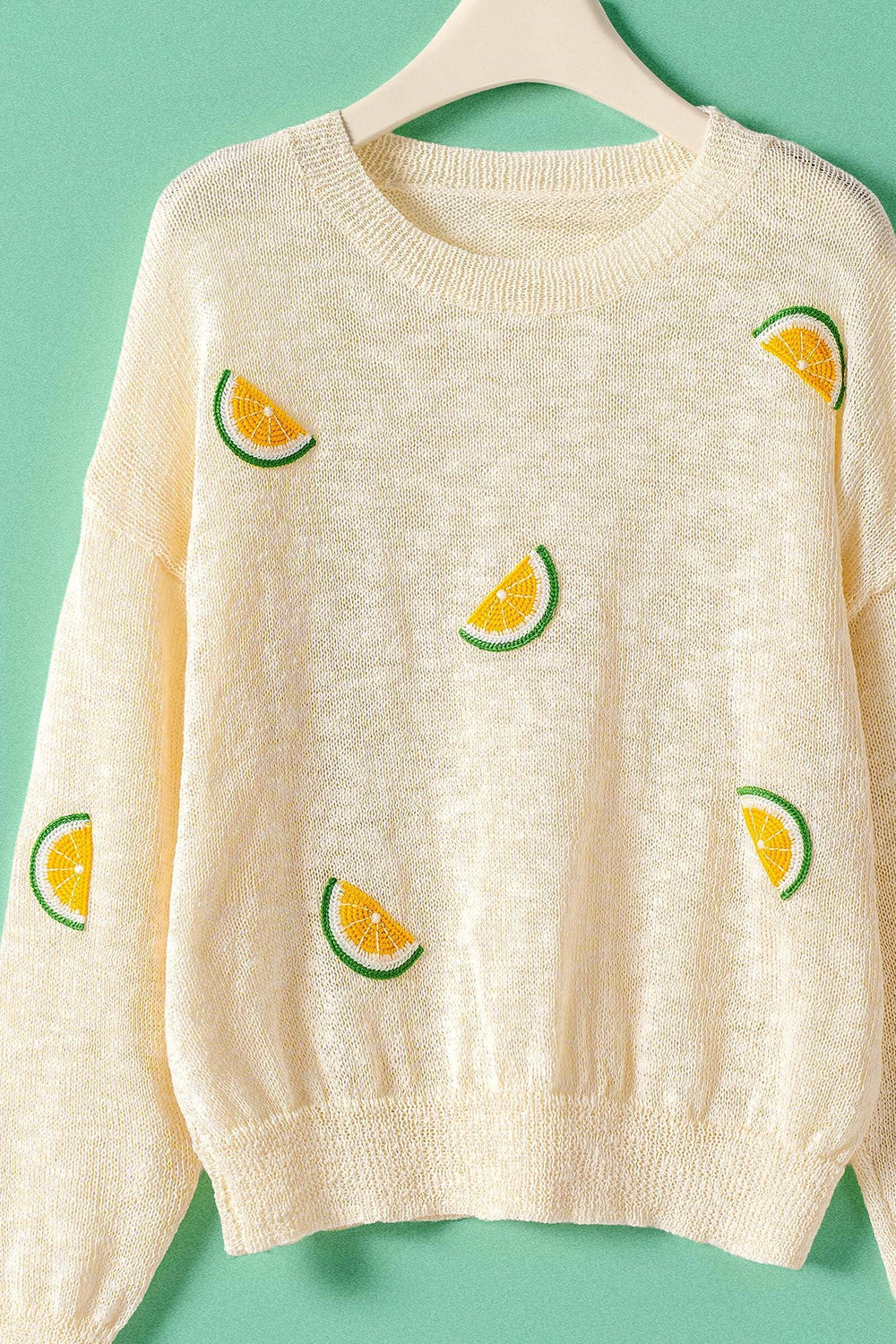 embroidered knit pullover - ivory (additional view)