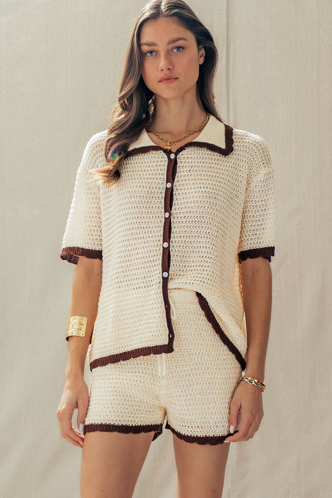 la dolce vita crochet set - ivory brown