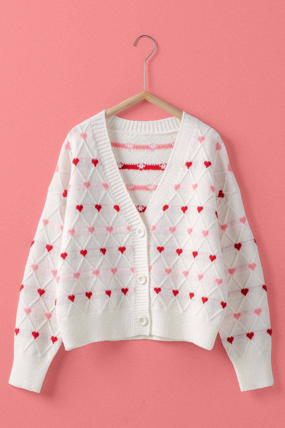 pattern knit cardigan - ivory