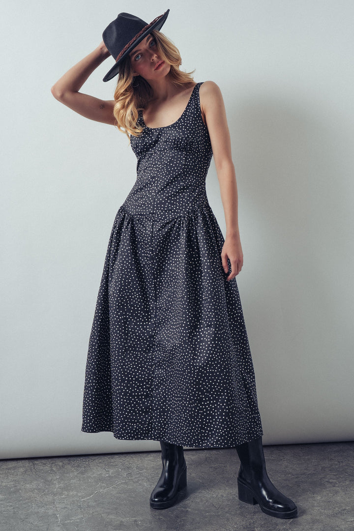 dot midi tank dress - black (additional view)