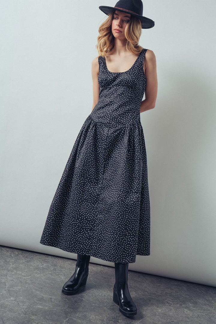 dot midi tank dress - black (additional view)