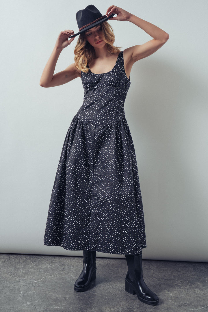 dot midi tank dress - black (additional view)