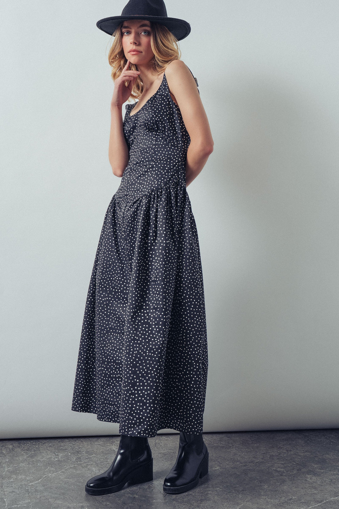 dot midi tank dress - black (additional view)