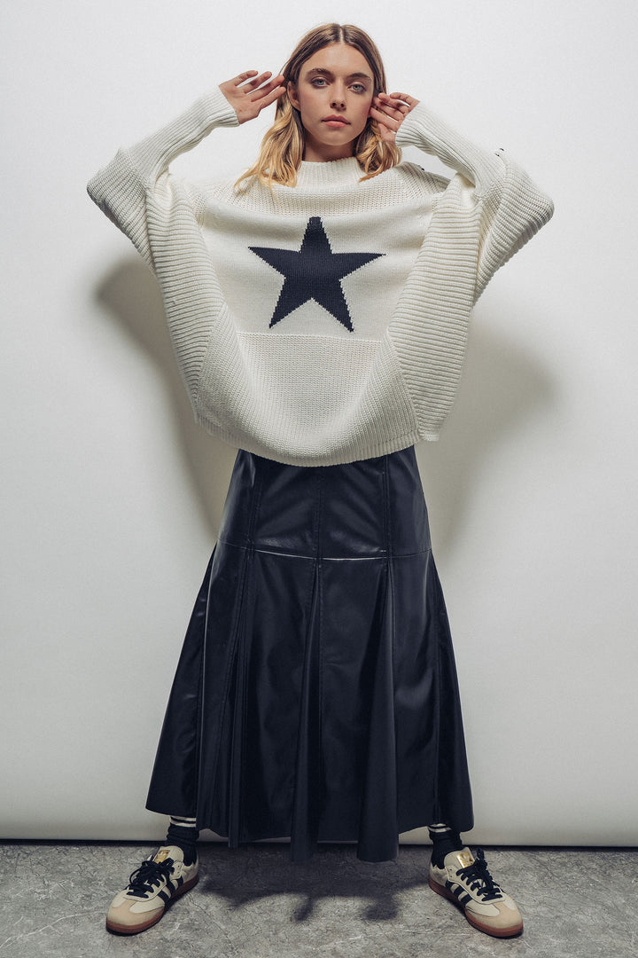 oversized star sweater tunic with side stitch - ivory (additional view)