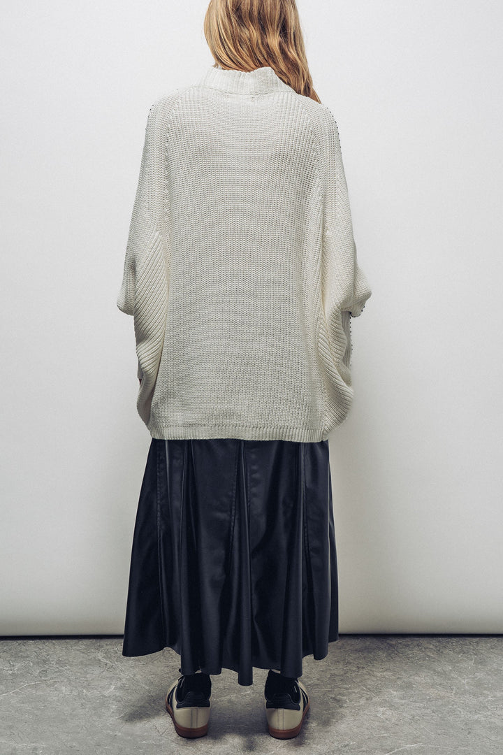 oversized star sweater tunic with side stitch - ivory (additional view)