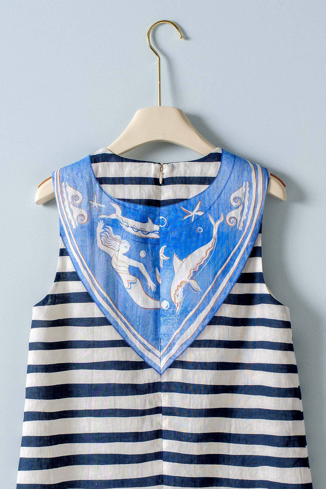 seaside chic stripe scarf mini dress - ivory navy (additional view)