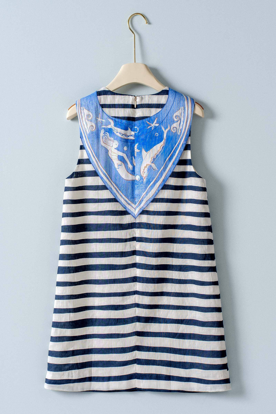seaside chic stripe scarf mini dress - ivory navy (additional view)