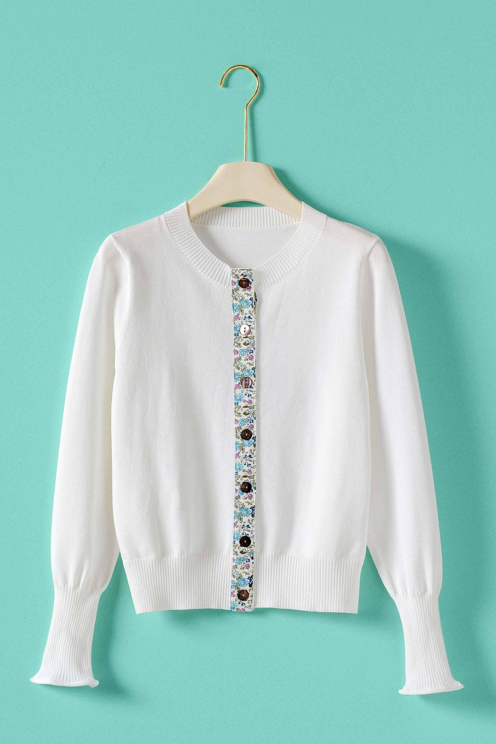 sweet floral ribbon trim cardigan - ivory