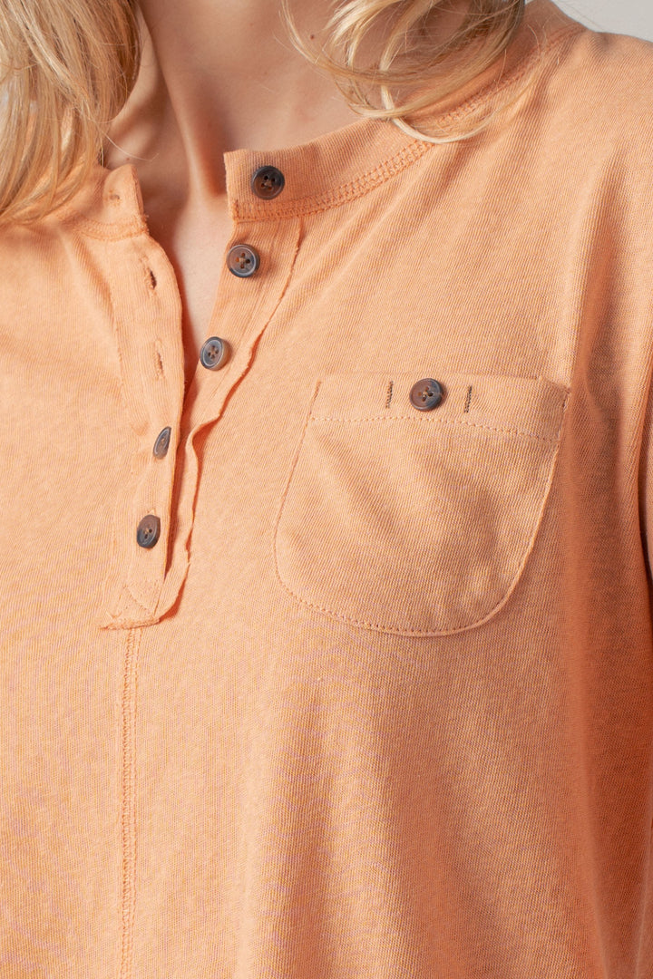 washed everyday long sleeve henley top - soft peach (additional view)
