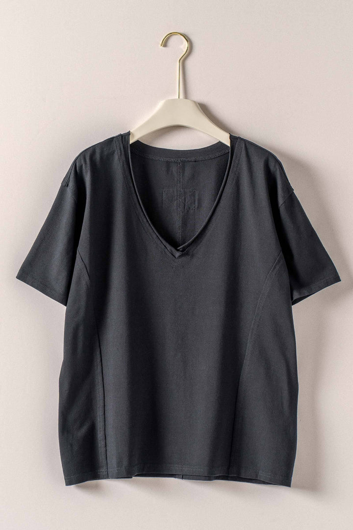 everyday vintage wash v neck tee - black
