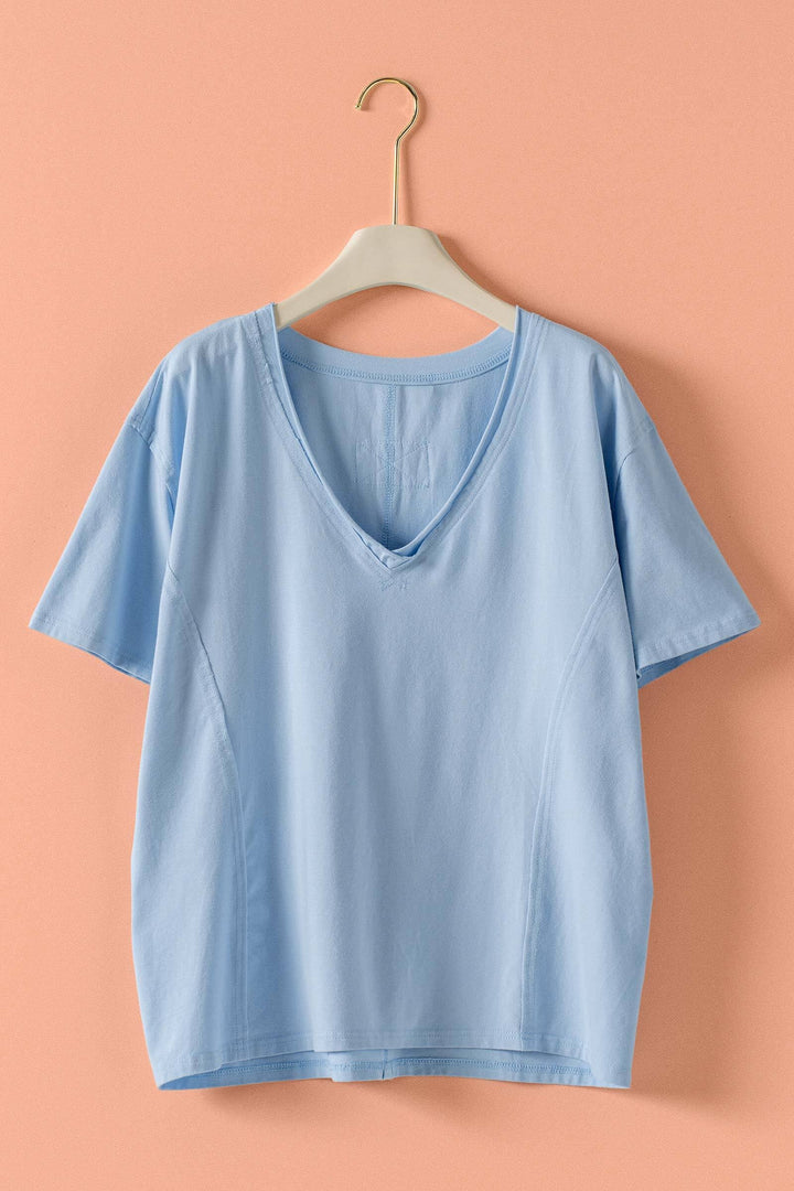 everyday vintage wash v neck tee - blue (additional view)