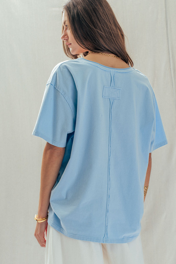 everyday vintage wash v neck tee - blue (additional view)