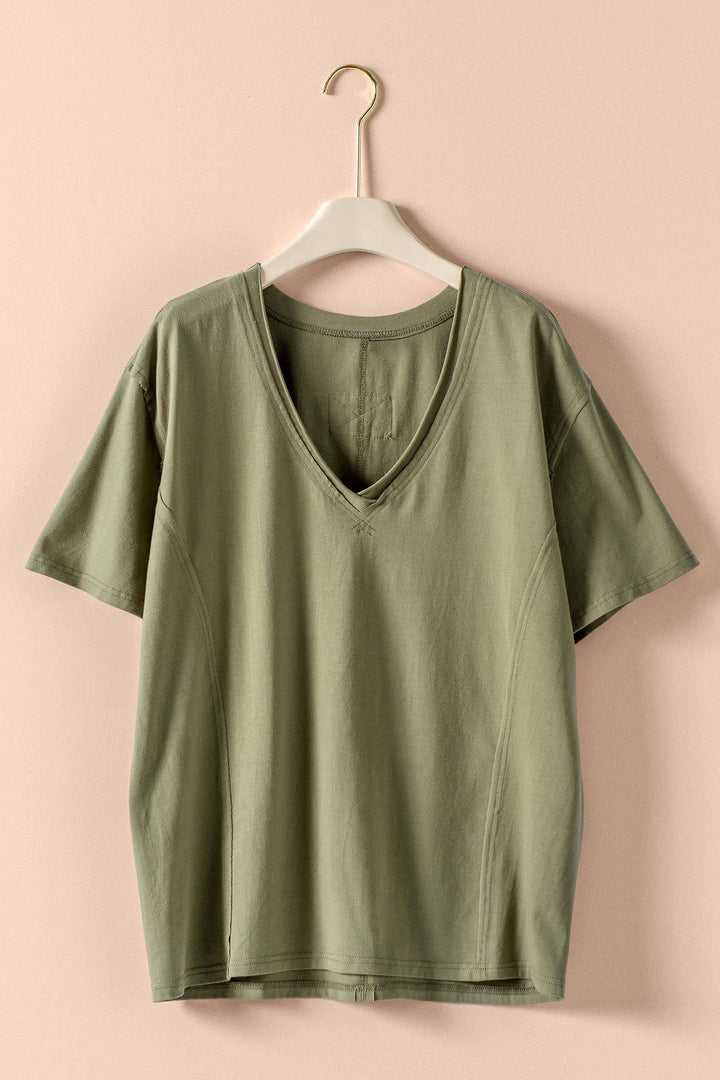 everyday vintage wash v neck tee - olive