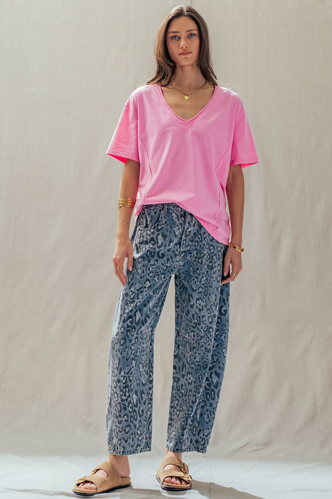 everyday vintage wash v neck tee - pink (additional view)