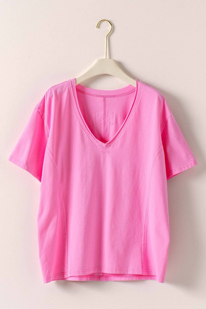 everyday vintage wash v neck tee - pink (additional view)