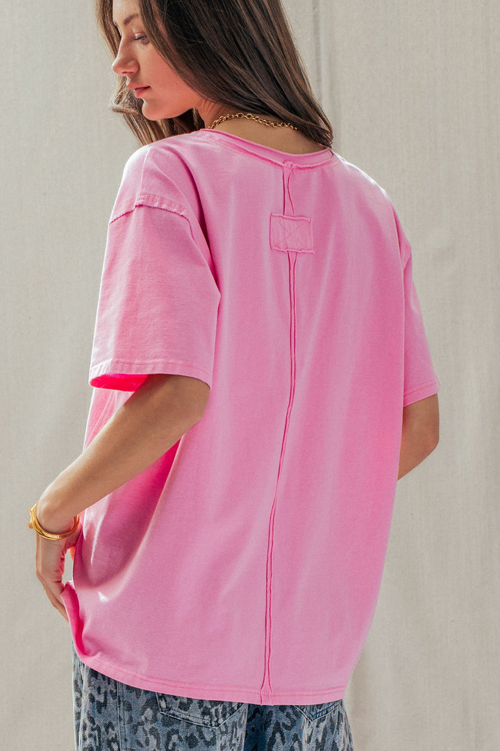 everyday vintage wash v neck tee - pink (additional view)