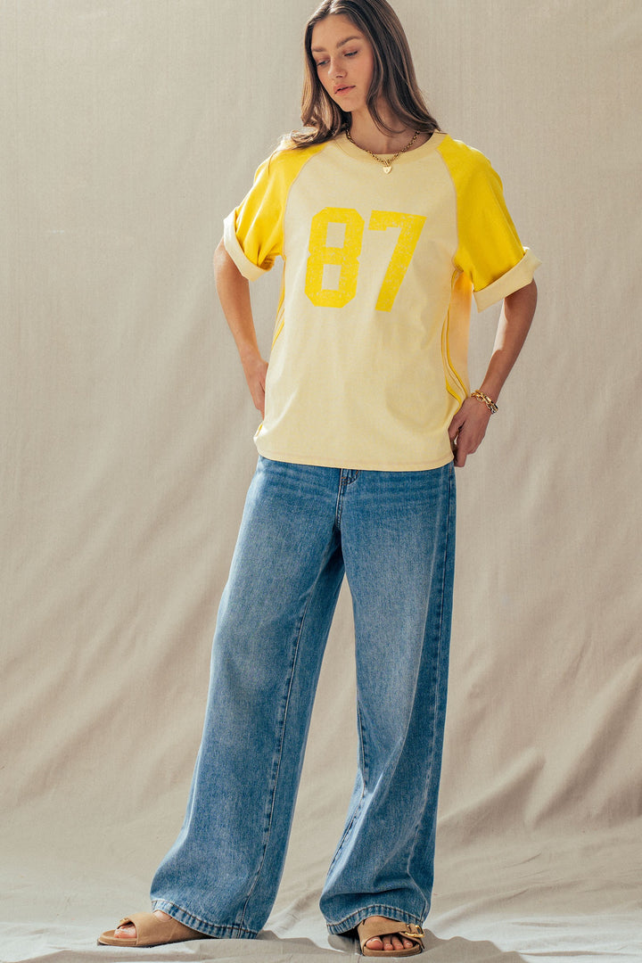 vintage varsity graphic tee - cream yellow (additional view)
