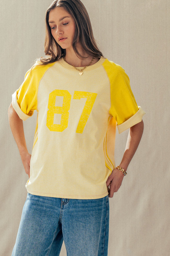 vintage varsity graphic tee - cream yellow (additional view)