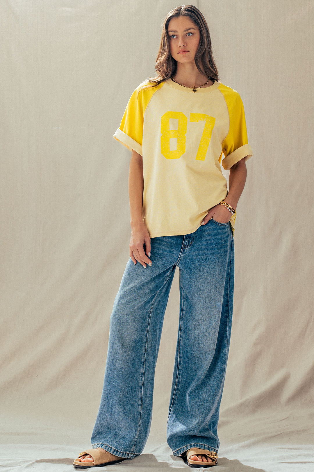 vintage varsity graphic tee - cream yellow (additional view)