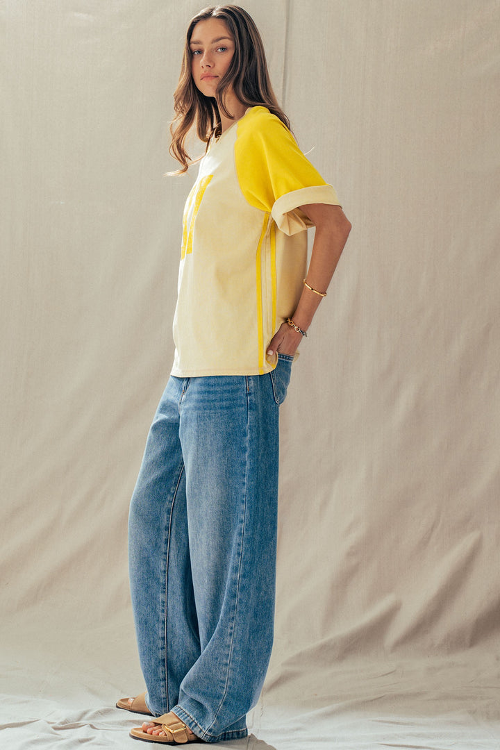 vintage varsity graphic tee - cream yellow (additional view)