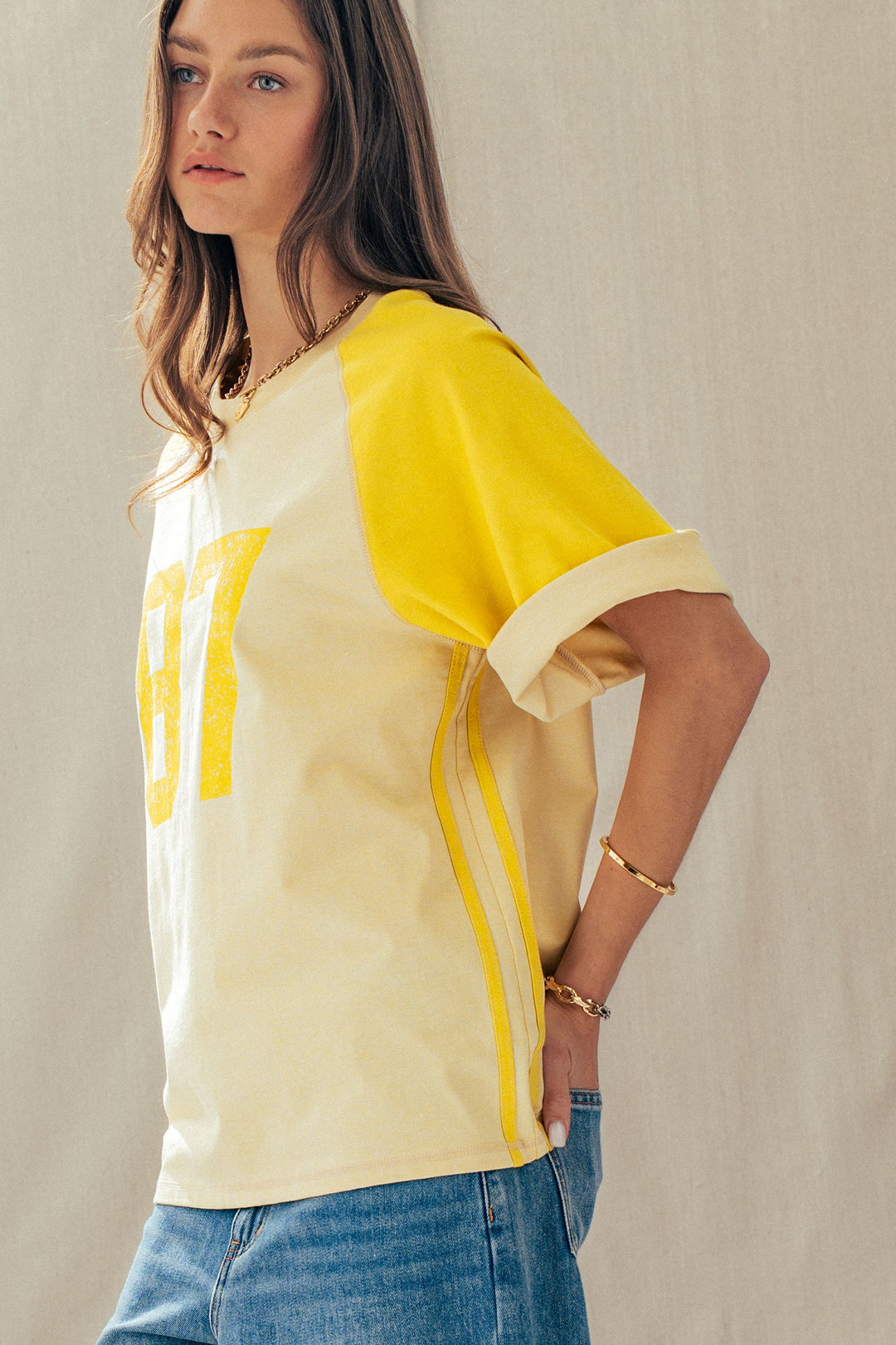 vintage varsity graphic tee - cream yellow (additional view)