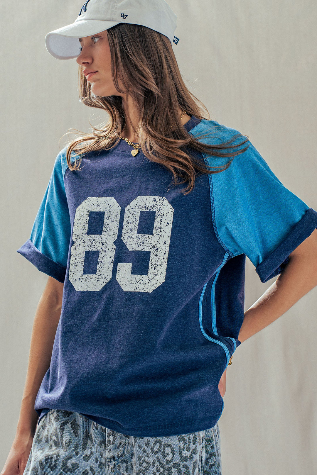 vintage varsity graphic tee - navy blue (additional view)