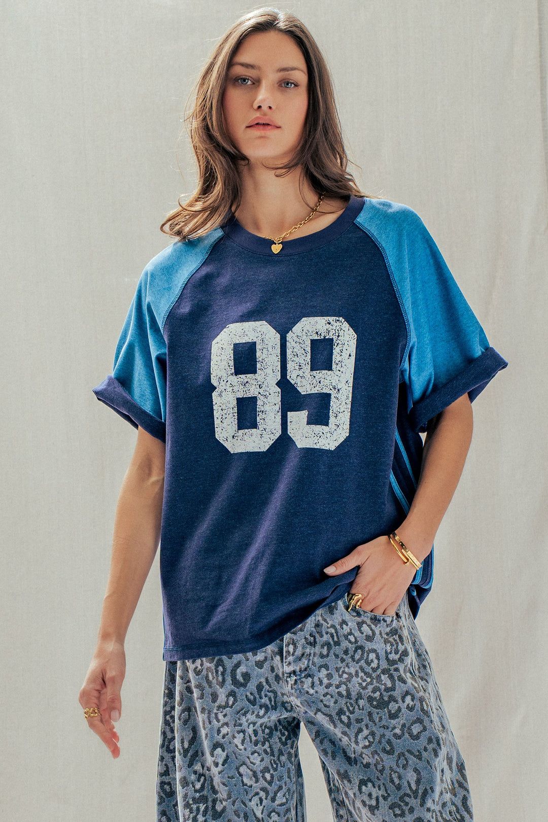 vintage varsity graphic tee - navy blue (additional view)