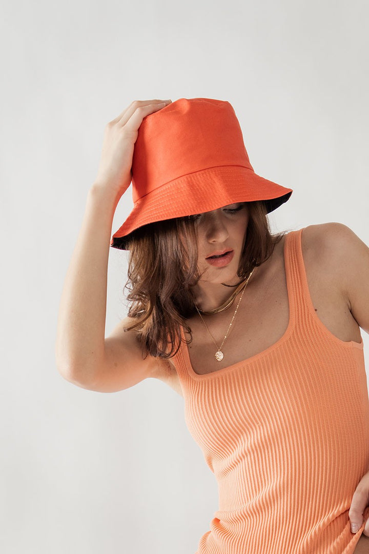 KATE OASIS BUCKET HAT in Coral - Women's Wholesale Bucket Hats | Trend Notes