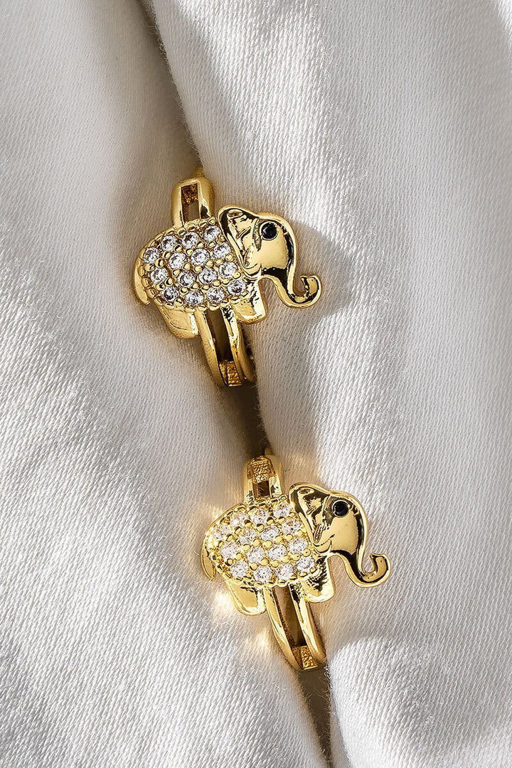 14K GOLD DIPPED ELEPHANT HUGGIE HOOP EARRINGS in Gold - Women's Wholesale Hoop Earrings | Trend Notes