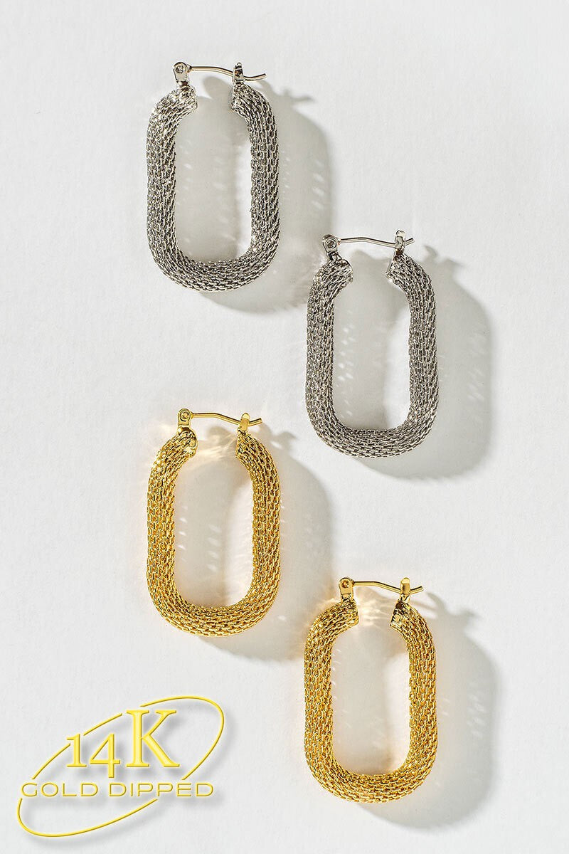 14K GOLD DIPPED U-SHAPED PIN CATCH HOOP EARRINGS in White Gold - Women's Wholesale Hoop Earrings | Trend Notes