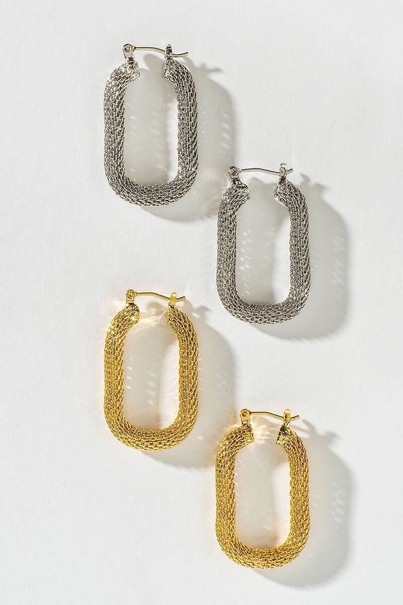 14K GOLD DIPPED U-SHAPED PIN CATCH HOOP EARRINGS in White Gold - Women's Wholesale Hoop Earrings | Trend Notes