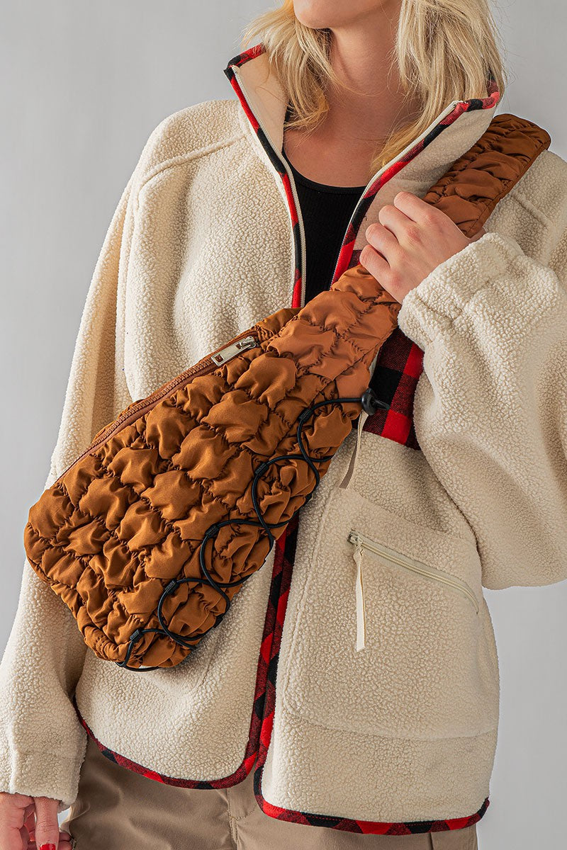 QUILTED SLING BAG in Brown - Women's Wholesale Crossbody Bags | Trend Notes