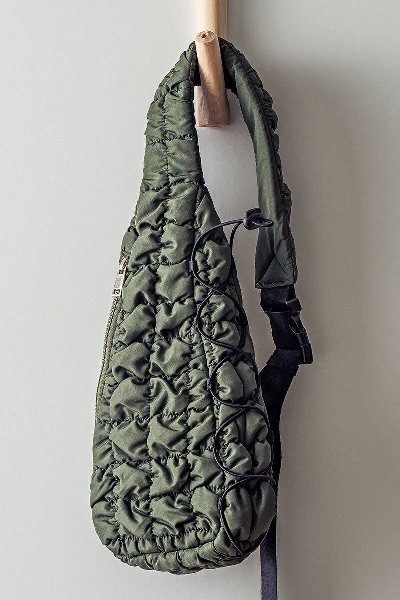 QUILTED SLING BAG in Olive - Women's Wholesale Crossbody Bags | Trend Notes
