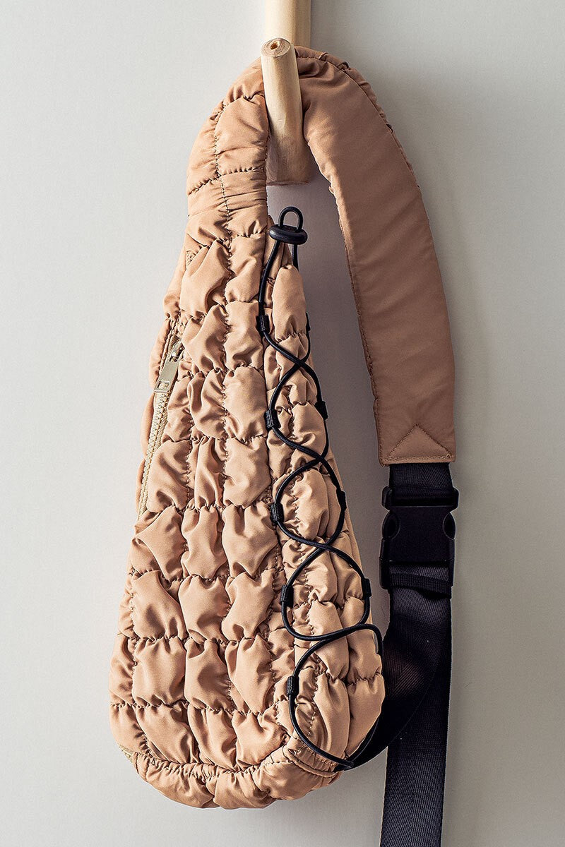 QUILTED SLING BAG in Tan - Women's Wholesale Crossbody Bags | Trend Notes