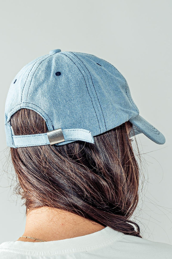 Bow Baseball Cap in Denim - Women's Wholesale Caps | Trend Notes