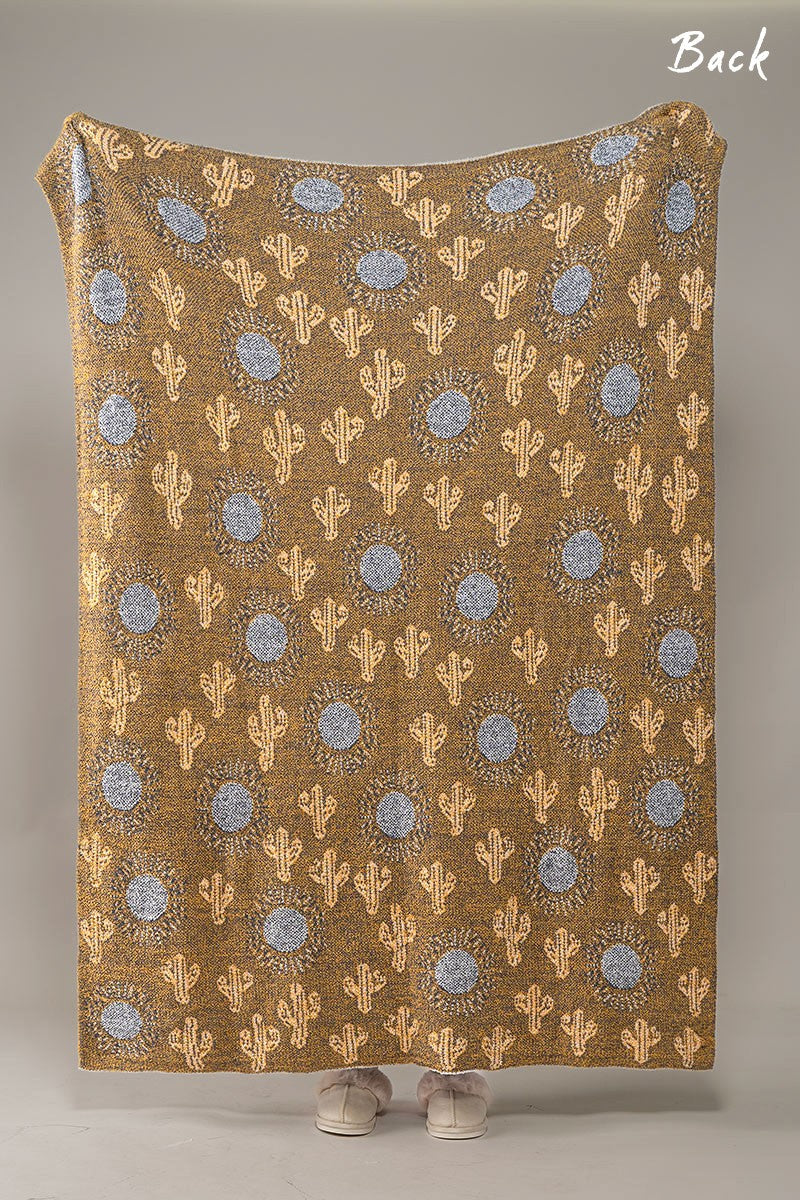 Illuminating Sun and Cactus Blanket in Cactus - Women's Wholesale Duvets & Blankets | Trend Notes
