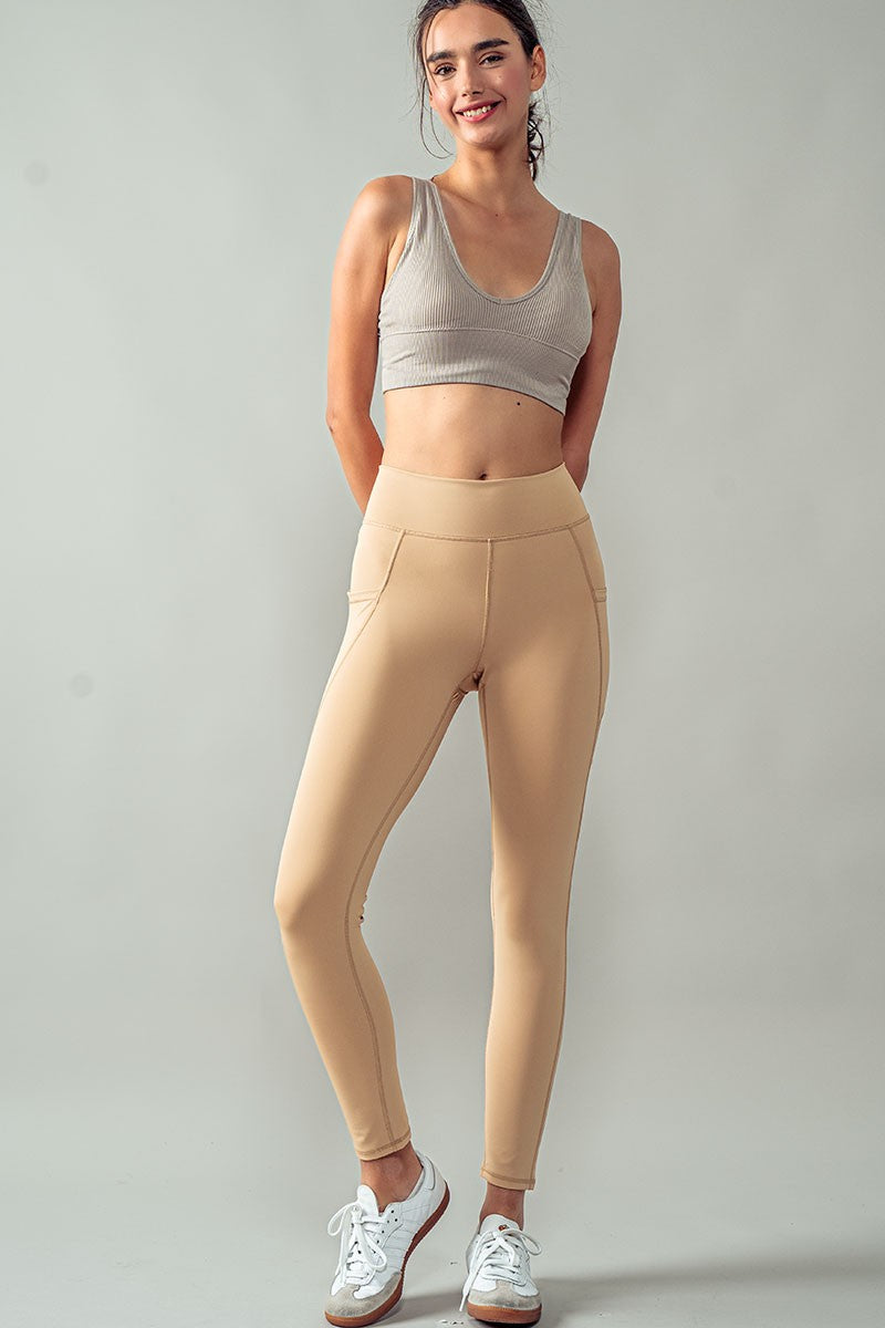 HIGH WAIST LEGGINGS in Khaki - Women's Wholesale Leggings | Trend Notes