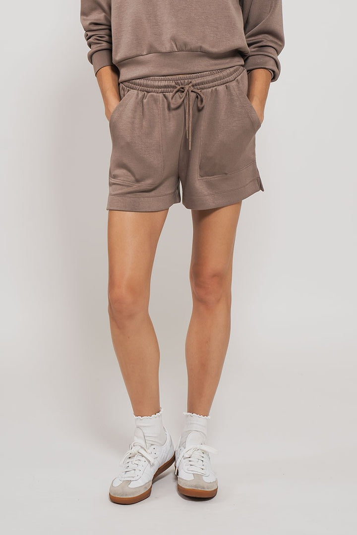 Accent Sweat Shorts in Lt H Grey - Women's Wholesale Casual Shorts | Trend Notes
