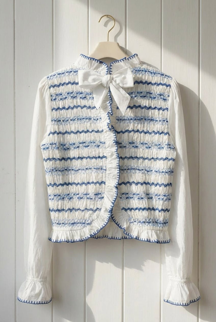 The Heirloom Smocked Embroidery Blouse in Ivory - Women's Wholesale Blankets | Trend Notes