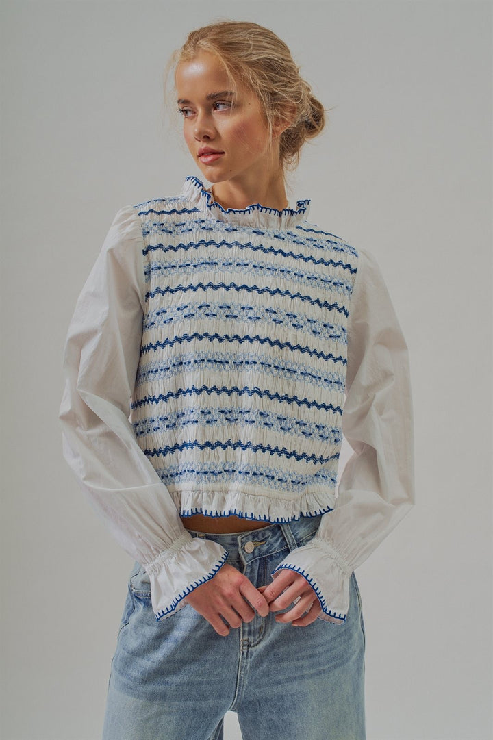 The Heirloom Smocked Embroidery Blouse in Ivory - Women's Wholesale Blankets | Trend Notes