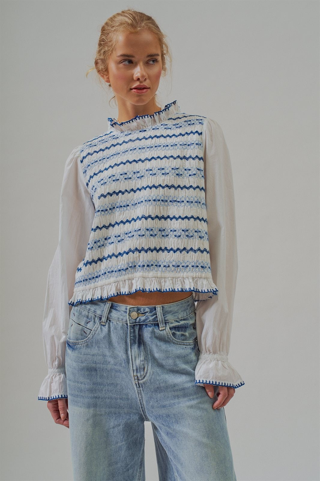The Heirloom Smocked Embroidery Blouse in Ivory - Women's Wholesale Blankets | Trend Notes