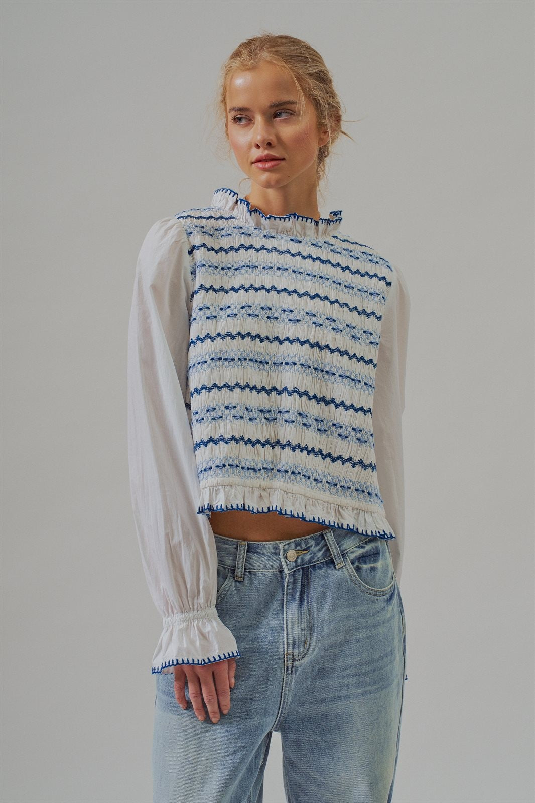 The Heirloom Smocked Embroidery Blouse in Ivory - Women's Wholesale Blankets | Trend Notes