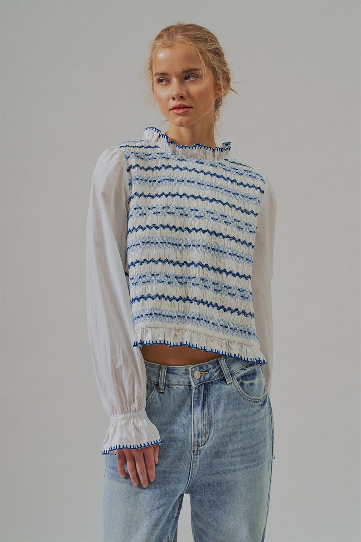 The Heirloom Smocked Embroidery Blouse in Ivory - Women's Wholesale Blankets | Trend Notes