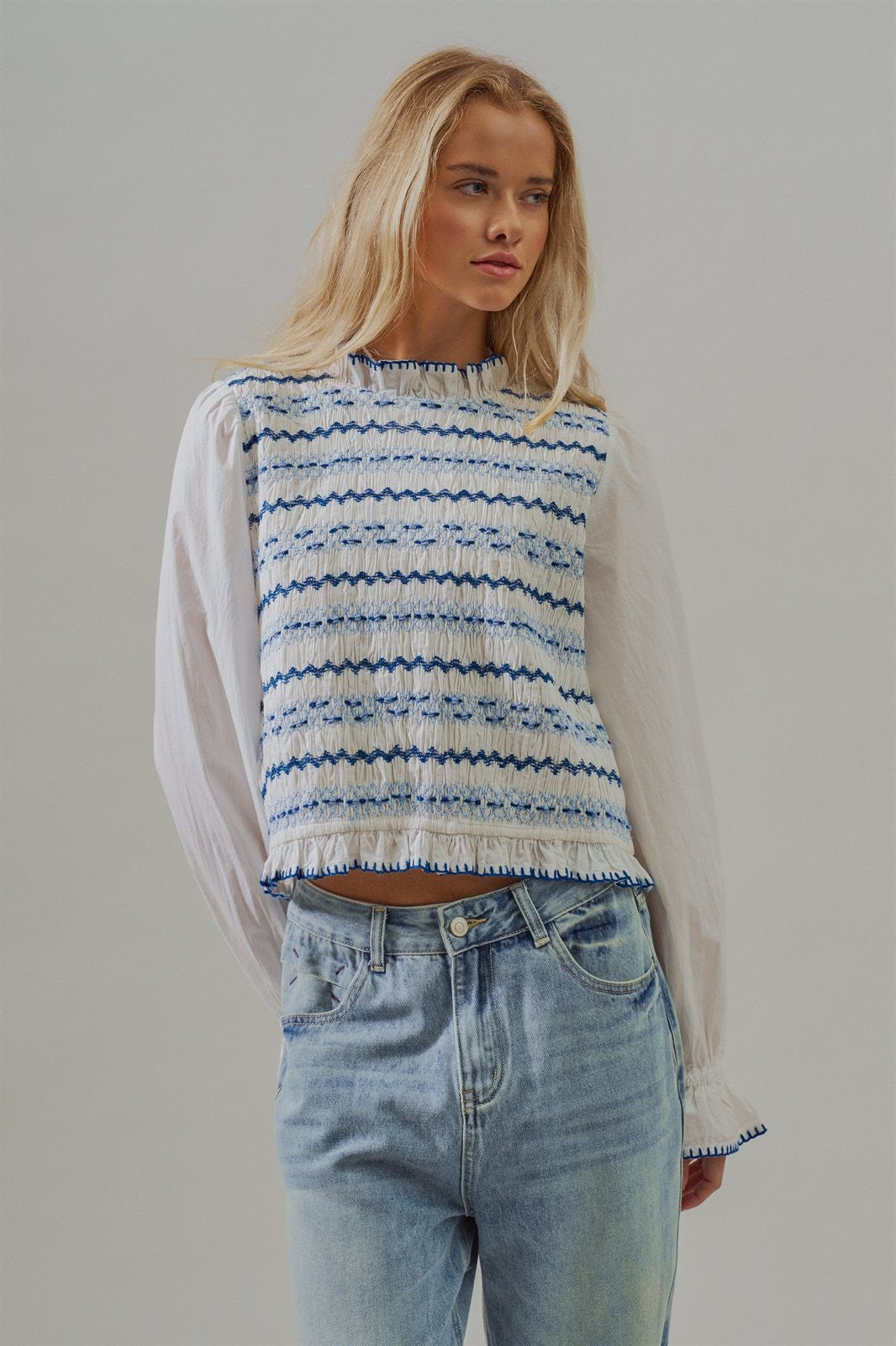 The Heirloom Smocked Embroidery Blouse in Ivory - Women's Wholesale Blankets | Trend Notes